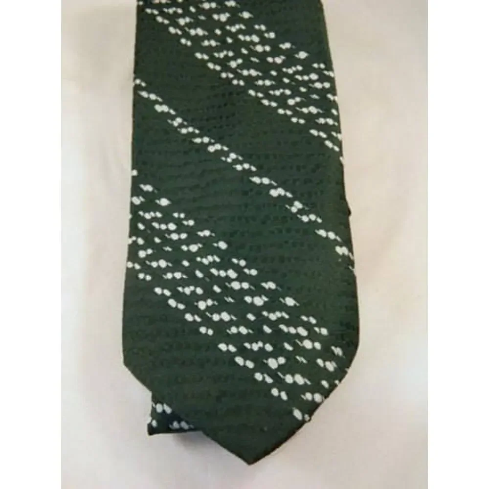 Wide Green and Silver Tie, Vintage Bonds Wide Tie, Patterned and Textured Tie
